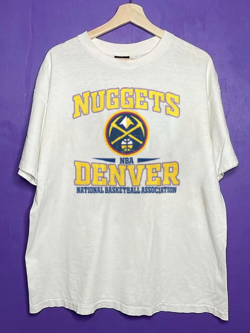 Vintage 90s Denver Nuggets Basketball Crewneck Shirt, Denver Nuggets NBA Shirt